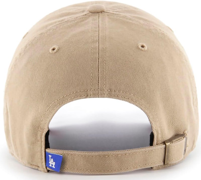 47 Brand MLB Khaki White Primary Logo Clean Up Adjustable Strap Baseball Dad Hat Cap, Adult One Size Fits All - Los Angeles Dodgers - Khaki White - Image 2